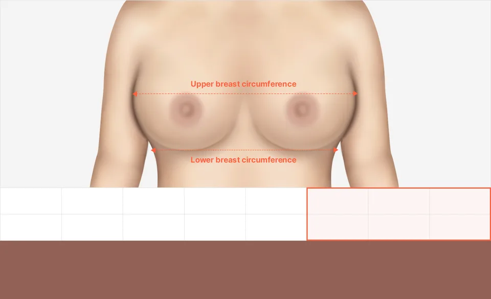 クリニックの「乳房縮小・巨大乳房セルフチェック」の項目に載っている図。